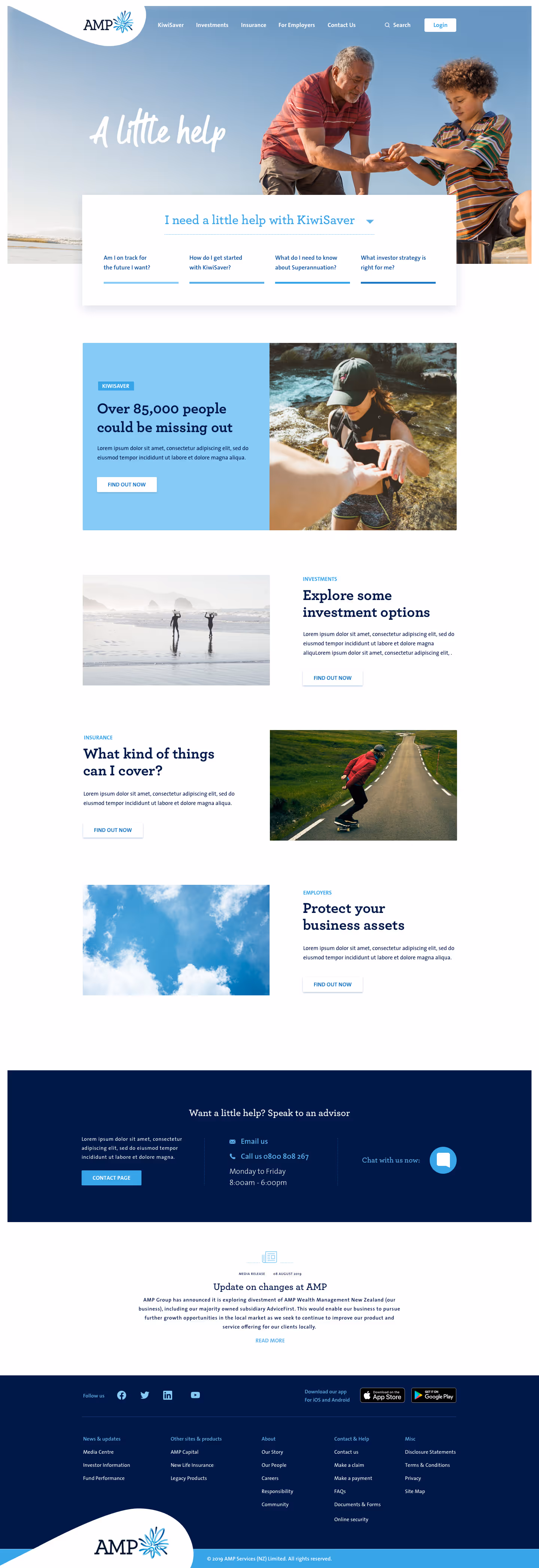 AMP homepage redesign, final design